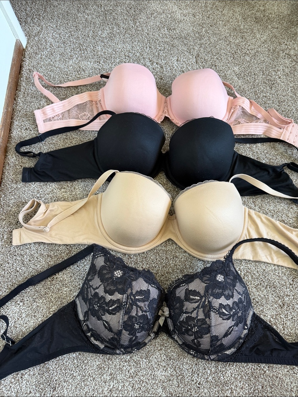 Calvin Klein Multi-Pack Push-Up Bras in Pink, Black, Nude, Black Lace
